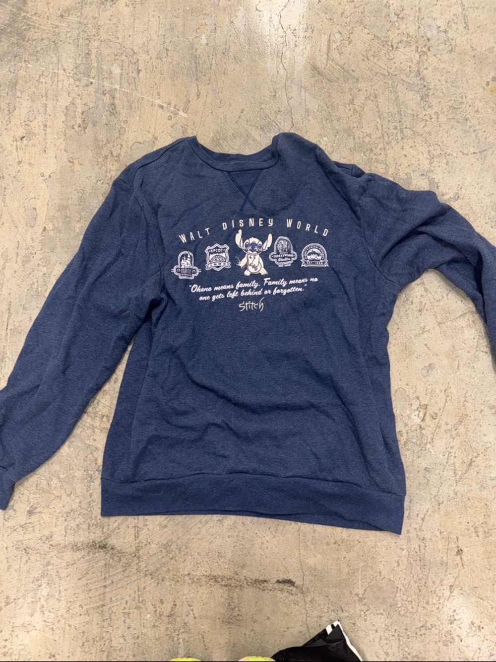 Disney Walt Disney World Navy Blue Stitch Crewneck Sweater